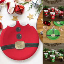 Christmas Party Paper Plates and Paper Cups