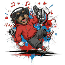 Affenpinscher Rock Star Singer Musical Podcast Art