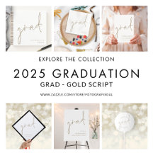 Minimalist Gold Script Graduation 2025