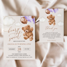 Teddy Bear, Purple Balloons Birthday Collection