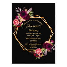 16th birthday party - watercolored roses burgundy 