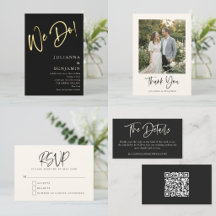 We Do Black and Ivory Cream Script Wedding Suite