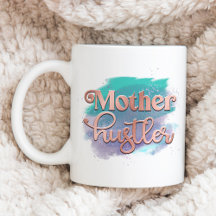 Mother Hustler Rainbow Watercolor & Rose Gold Text