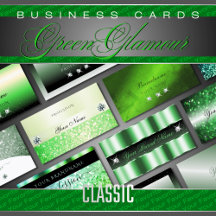 Business Cards Green Luxe Glam Sparkling Glitter