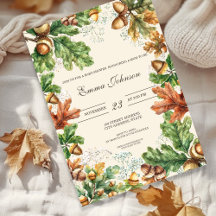 Autumn Woodland Acorns & Leaves Fall Baby Shower