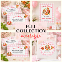 Pink Gingham Pizza Baby Girl Shower Collection
