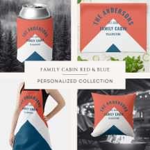  Retro Family Cabin Personalized Name Red & Navy