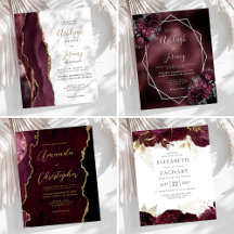 Burgundy Budget Wedding Invitations
