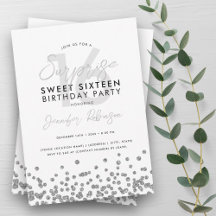 2024 Silver Sweet 16 Invitations 