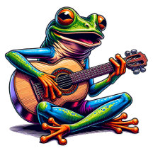 Cute Frog Playing the Guitar Cartoon
