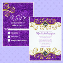 Purple Glitter Gold Gemstone Wedding Collection