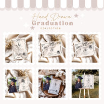 Hand Drawn Illustrated Black & White Graduation Pa