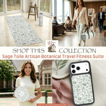 Sage Toile Artisan Botanical Travel Fitness Suite