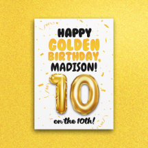 Golden Birthday Card Custom Name