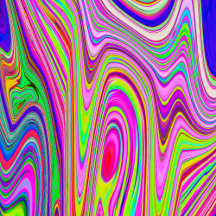 Trippy Yellow and Pink Abstract Groovy Retro Art