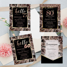 Elegant Dark Roses  Birthday Invitation