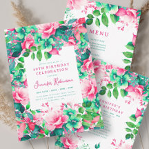 Spring Summer Watercolor Floral 40th Birthday Set