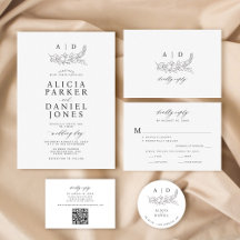 Elegant botanical monogram wedding suite