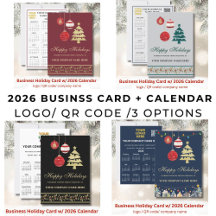 BUSINESS HOLIDAY CARDS 2026 CALENDAR LOGO QR CODE