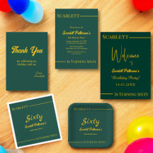 Simple Green And Gold Modern Birthday Collection