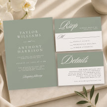 Sage Green Simple Elegant Modern Minimal Wedding