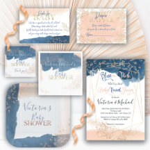 Navy blush and gold watercolor Baby Shower 