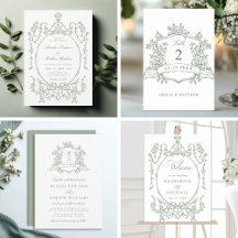 Classic Floral Garden Frame Sage Green Wedding 