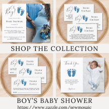 Oh Boy Blue Glitter Feet Baby Shower Collection