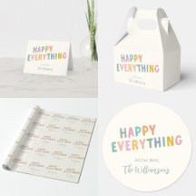Cute Colorful Typography Happy Everything Holiday