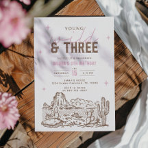 Western Cowboy Cowgirl Birthday Invitations 