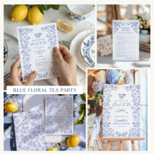 Blue Floral Tea Party Bridal Shower Collection