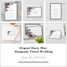 Elegant Dusty Blue Burgundy Floral Wedding