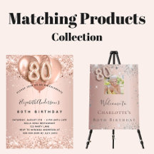 80th birthday - rose gold glitter balloon text