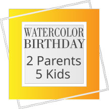 Watercolor Birthday - Family 2 Parents 5 Kids