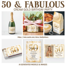 50 and Fabulous Cream Gold Birthday Party