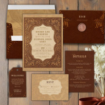 Western Cowboy Terracotta Tooled Elegant Wedding