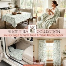 Luxury Sage French Toile Artisan Home Decor