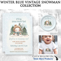 Winter Vintage Snowman Blue
