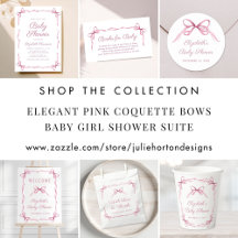 Elegant Pink Coquette Bows Baby Girl Shower