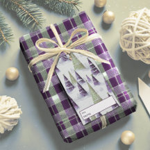 Purple and Green Christmas Gift Wrapping Supplies