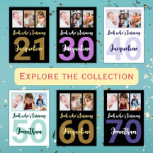 Custom Modern Photo Collage Birthday Invitations