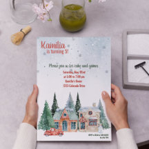 Seasonal Greetings Bloom Birthday Invitation