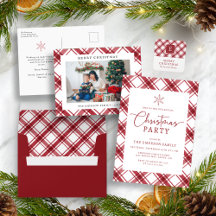 Red and White Buffalo Check Holiday Cards