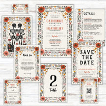 Boho Letterpress Style Skeleton Tarot