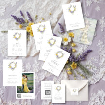Romantic Minimal Wedding Yellow & Lavender Wreath 