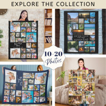 Multi-Use 10-20 Photo Collage Memory Blankets