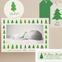 Hand-painted paper-cut evergreen Christmas trees