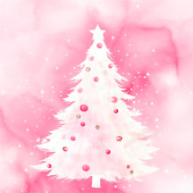 Pink White Christmas Vintage Watercolors