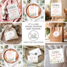 It's a Girl Spring Flowers Baby Shower Collection