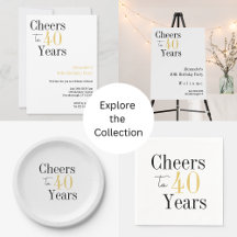 Cheers to 40 Years Minimal Black Gold Party